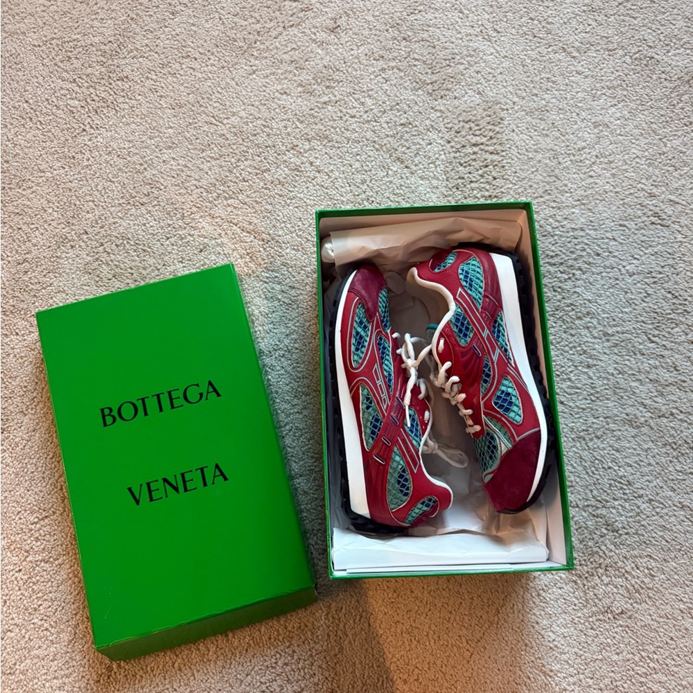 Bottega Veneta Red and Blue Orbit Sneakers